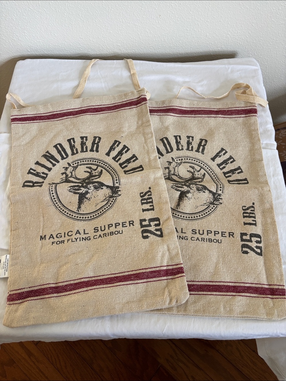 NWT 2 Holiday Reindeer Feed Door Display Bags